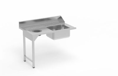 Table de pr lavage murale avec trou vide-dchets  gauche sans support - 1200x750x850 mm