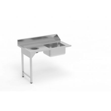 Table de pr lavage murale avec trou vide-dchets  droite sans support - 2100x750x850 mm