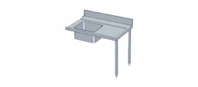 Table de pr lavage murale avec bac  droite sans tagre - 1200x750x850 mm