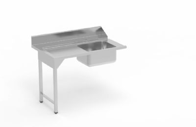 Table de pr lavage murale avec bac  gauche sans tagre - 1200x750x850 mm