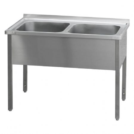 Table de lavage pour cuisine professionnelle 120x60x90 cm 2 viers