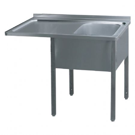 Table de lavage pour cuisine professionnelle 160x70x90 cm 1 vier gouttoir gauche