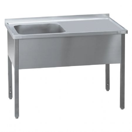 Table de lavage pour cuisine professionnelle 100x60x90 cm 1 vier gouttoir droit