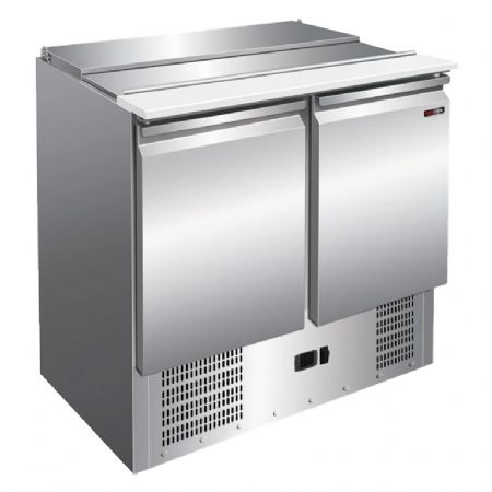 Saladette rfrigre pour cuisines professionnelles avec couvercle inox 2 GN 1/1