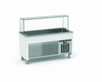 Meuble module blanc vente  emporter avec cuve froide 2 GN1/1 - 790x646x900 mm