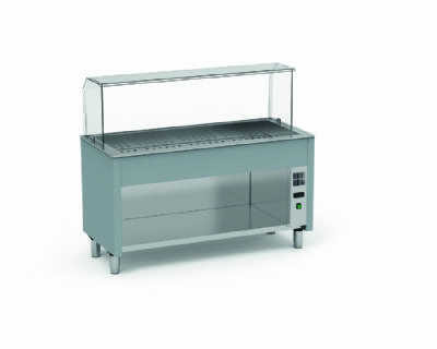 Meuble module blanc vente  emporter avec bain-marie sec 2 GN1/1 - 790x646x900 mm