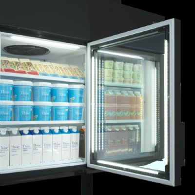Conglateur armoire suspendue pour supermarch noir conomique avec 4 portes vitres chauffantes 650 L - 2500 x 745 x 2430 mm