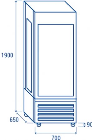 Cave maturation viande panoramique professionnelle positive noire versus 4 faces vitres - 700x650x1900 mm