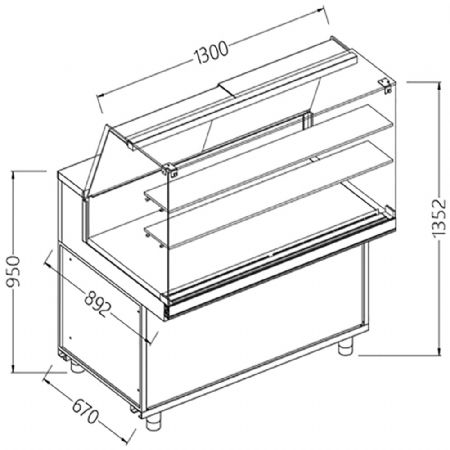 Vitrines neutres pour snacks_vitres hautes 1300x892x1352 mm