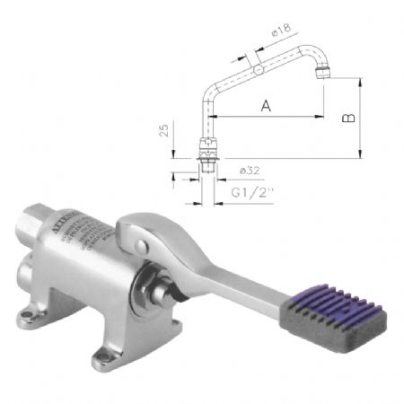 Robinet professionnel  actionner avec pied N