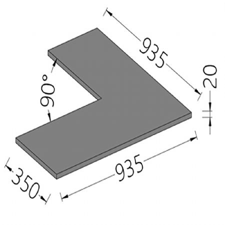 Option: Tablette service 90 (surlev) en pierre naturelle/quartz/dekton