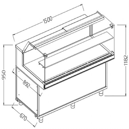 Vitrines neutres pour snacks_vitres basses 1500x892x1182 mm