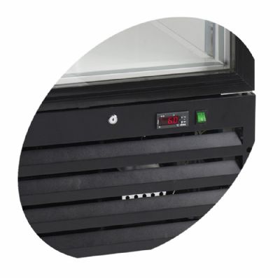 Vitrine conglateur verticale professionnelle noire avec 1 porte vitre chauffante 150 L - 680 x 720 x 2020 mm