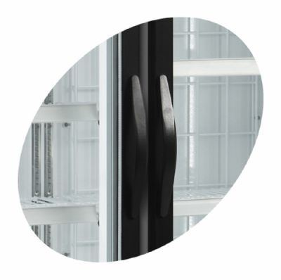 Vitrine conglateur verticale professionnelle noire avec 2 portes vitres chauffantes 930 L - 1370 x 720 x 2020 mm