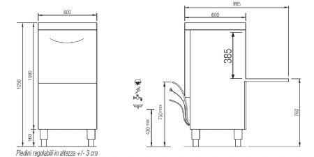 Lave-vaisselle professionnel panier 500x500 mm avec 10 programmes