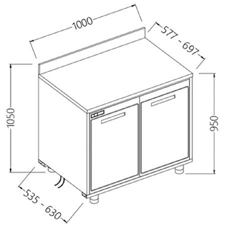 Arrire-comptoirs rfrigrs B.T. moteur  distance sans dosseret 1000x535x1050 mm