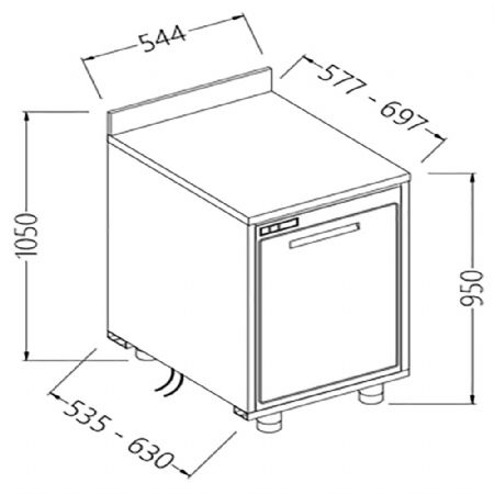 Arrire-comptoirs rfrigrs B.T. moteur  distance sans dosseret 544x535x1050 mm