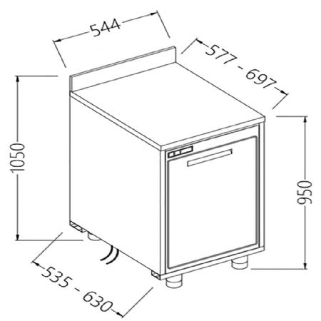 Arrire-comptoirs rfrigrs T.N. moteur  distance avec dosseret 544x630x1050 mm