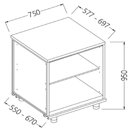 Meuble arrire neutre 750x695x950 mm