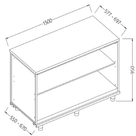 Arrire-comptoirs neutres sans dosseret 1500x550x950 mm