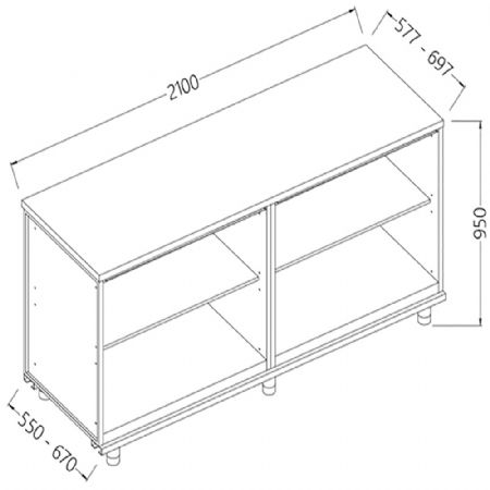 Arrire-comptoirs neutres sans dosseret 2100x550x950 mm