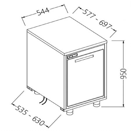 Arrire-comptoirs rfrigrs B.T. moteur  distance sans dosseret 544x535x950 mm