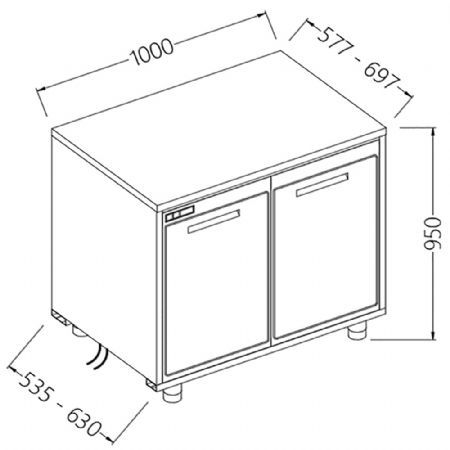 Arrire-comptoirs rfrigrs T.N. moteur  distance sans dosseret 1000x535x950 mm