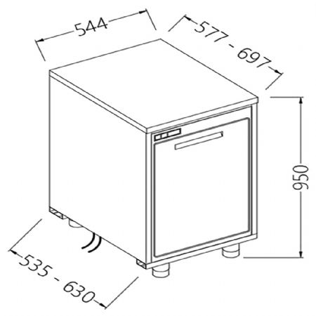 Arrire-comptoirs rfrigrs T.N. moteur  distance sans dosseret 544x535x950 mm