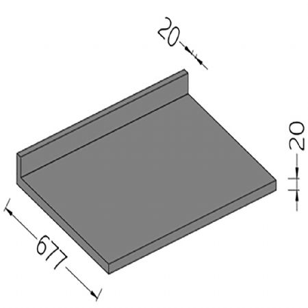 Option: Supplment pour plan de travail avec dosseret P 677 mm en pierre naturelle/quartz/dekton