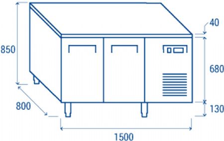 Table rfrigre positive +2 / +8 600X400 2 portes inox 362L - 1507x800x850 mm