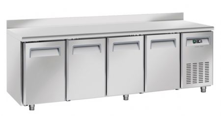 Table rfrigre positive +0 / +8 600X400 4 portes avec dosseret inox 750L - 2480x800x950 mm