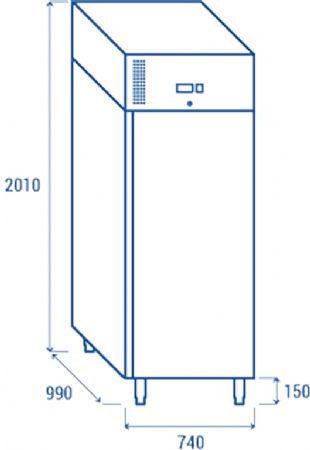 Conglateur patissier 600x800 ngatif -22C  -18C  1 porte inox 800L - 740x990x2010 mm