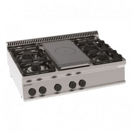 Plaque de cuisson - Top 4 feux vifs gaz + 1/2 plaque coup de feu  poser - Gamme 700 - Module 350 - PCP105G7