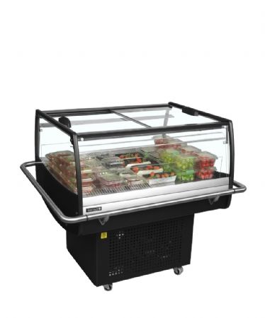 lot rfrigrateur noir avec couvercles en verre coulissants - 105 litres