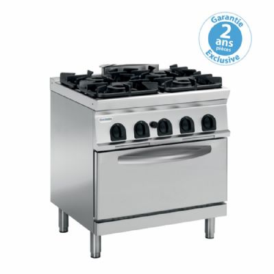 Fourneau dessus gaz 4 feux sur four lectrique statique GN2/1 - Gamme 700 - PFG8G7