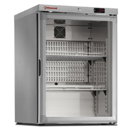 Frigo ventil vitre 150 Lit. acier inox