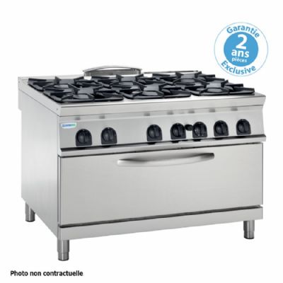 Fourneau dessus gaz sur four gaz statique extra-large - 6 feux  GRILL (3 kW) - Gamme 700 - Modules 400 - PFXG12GGE7