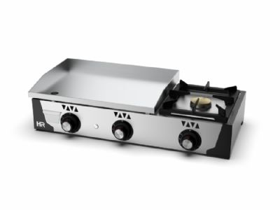 Plancha  gaz en inox avec plaque chrome avec 1 brleur - 15mm d'paisseur - 930x470x230 mm