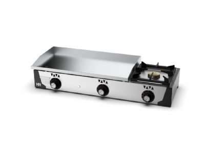 Plancha  gaz en inox avec plaque chrome avec 1 brleur - 15mm d'paisseur - 1130x470x230 mm