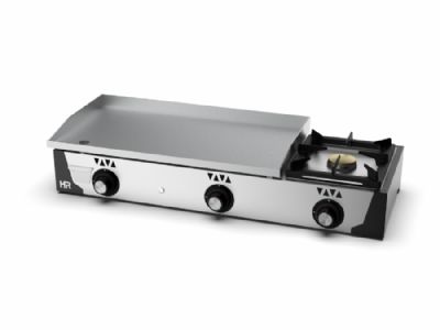 Plancha  gaz en inox avec plaque en acier rectifi avec 1 brleur - 15mm d'paisseur - 1130x470x230 mm