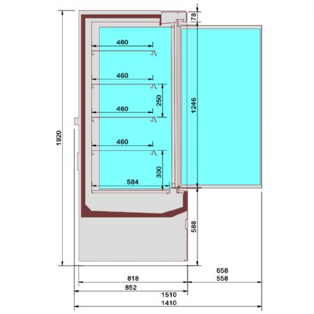 Meuble mural rfrigr libre-service portes battantes - entierement noir - 866 x 852 x 1920 mm