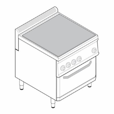 Fourneau plaque de mijotage sur four ventil lectrique GN1/1 - Gamme 700 - Module 350 - PPF70V7