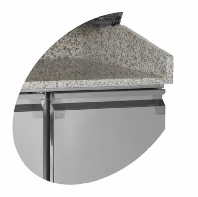 Table de travail rfrigre avec 3 portes GN 1/1 et dessus granite - 1365x700x1011 mm