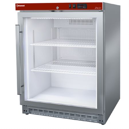 Frigo ventile, porte vitre, 150 litres acier inox 626x740xh845 mm