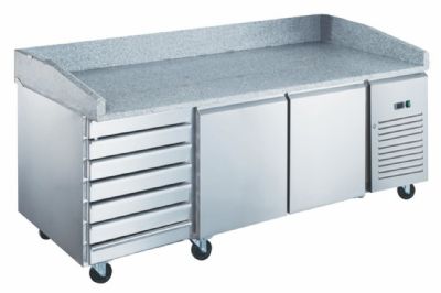 Table  pizza rfrigre positive en inox - 2 portes + 7 tiroirs neutres -  390 litres - PZ2610X