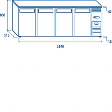 Arrire bar pour boissons noir 4 portes  charnires solides 618L - 2540x515x860 mm