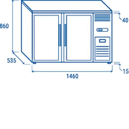 Arrire bar pour boissons noir 2 portes vitres  charnires 315L - 1460x535x860 mm