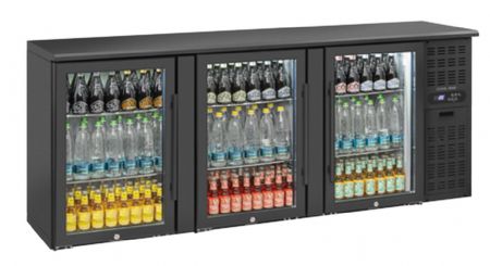 Arrire bar pour boissons noir 3 portes vitres  charnires 500L - 2085x535x860 mm
