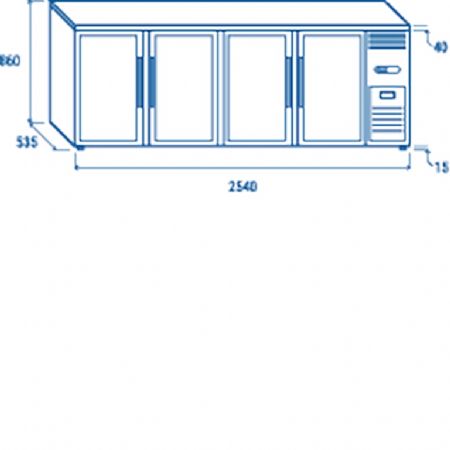 Arrire bar pour boissons noir 4 portes vitres  charnires 618L - 2540x535x860 mm