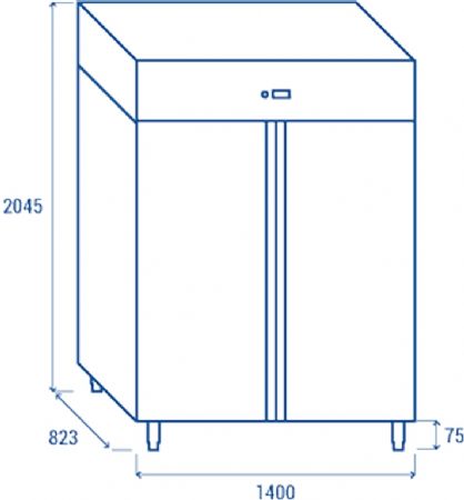 Armoire rfrigre 2 portes ngative -18  -22C  1255 L - 1400x834x2045 mm